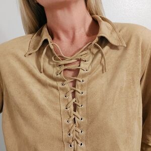 Lace-Up Tan Suede Top